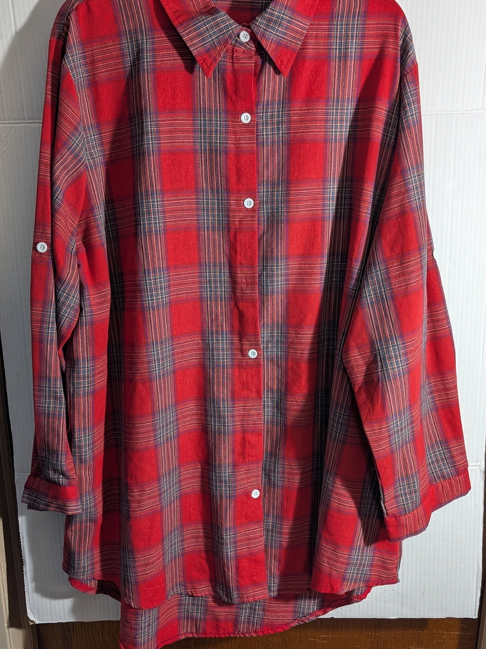 Unbranded Red Tartan Plaid Long Sleeve Flannel Shirt 3XL